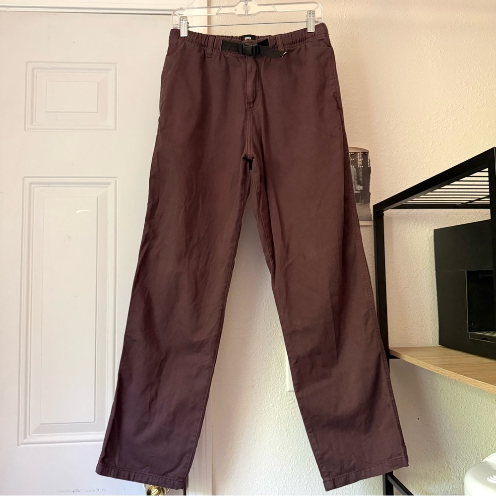 EDWIN Japan brown organic cotton belted‎ straight leg pull on pants